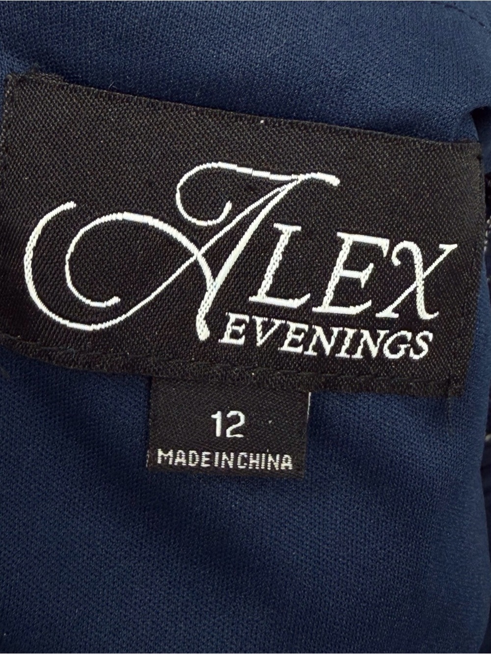 Alex Evenings blue satin sequined rosette maxi formal evening gown women’s sz 12 - Picture 5 of 9